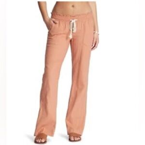 Roxy Women's Oceanside Linen Drawstring Pants - Large - Pink
